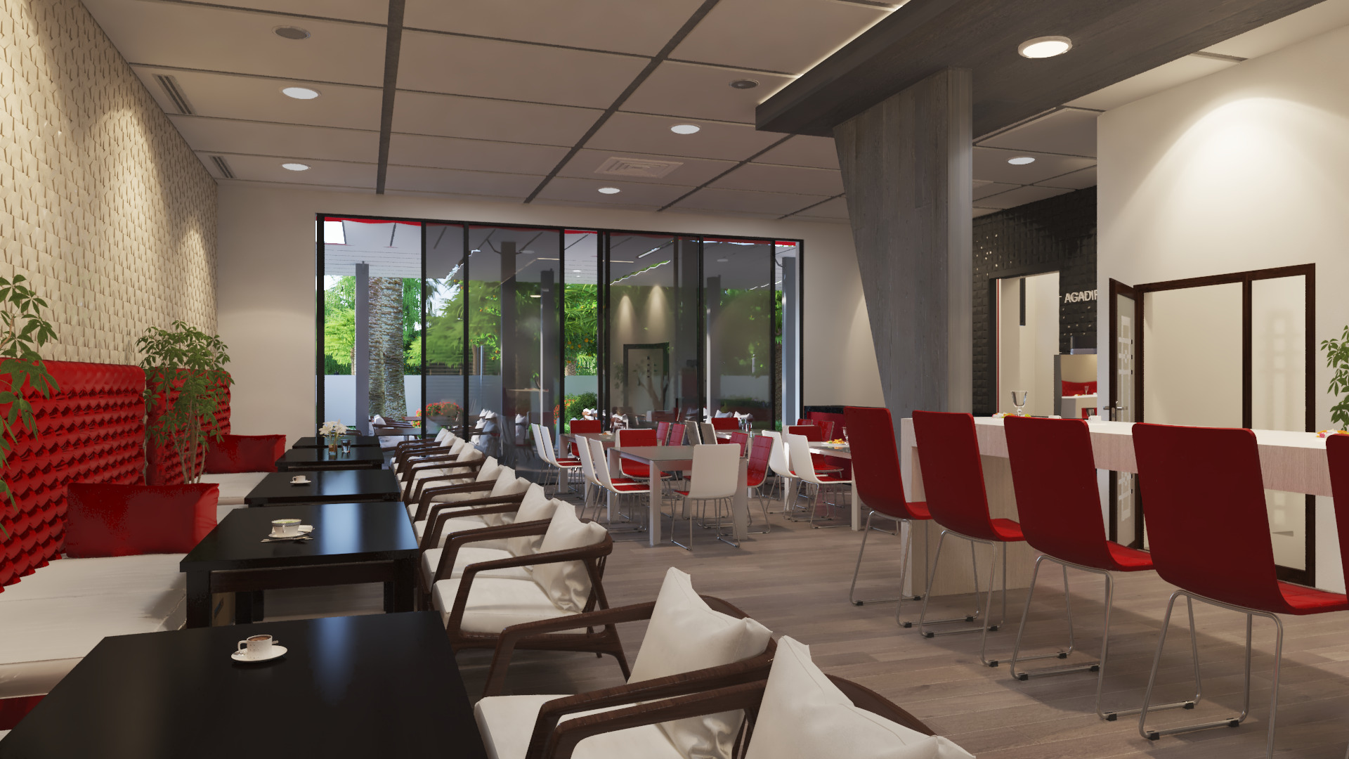 تصميم داخلي لمطعم عصري أنيق — Render داخلي